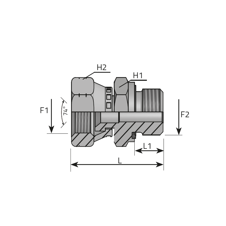 ADAPTOR SWIVEL FEMALE JIC - MALE BSPP FORM E -  Vitillo