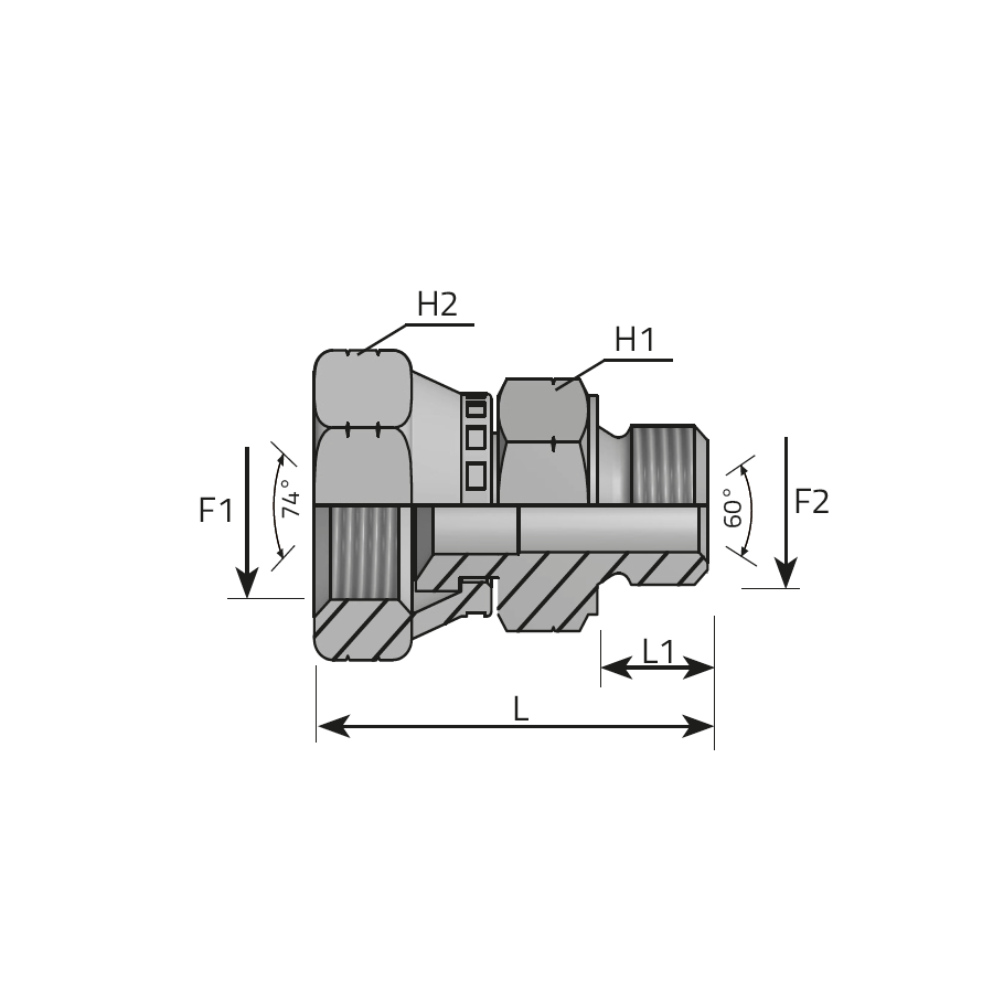 ADAPTOR SWIVEL FEMALE JIC - METRIC MALE 60° CONE