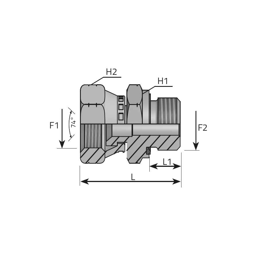 ADAPTOR SWIVEL FEMALE JIC - METRIC MALE FORM E -  Vitillo