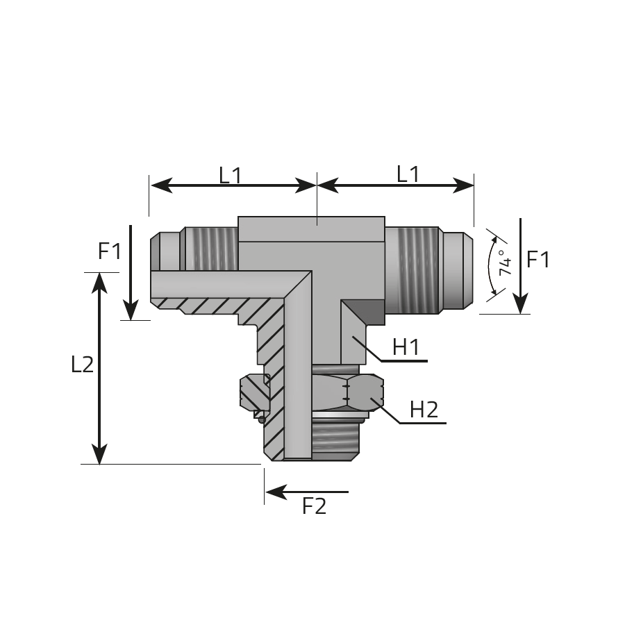 ADJUSTABLE BRANCH TEE MALE JIC - MALE UNF -  Vitillo