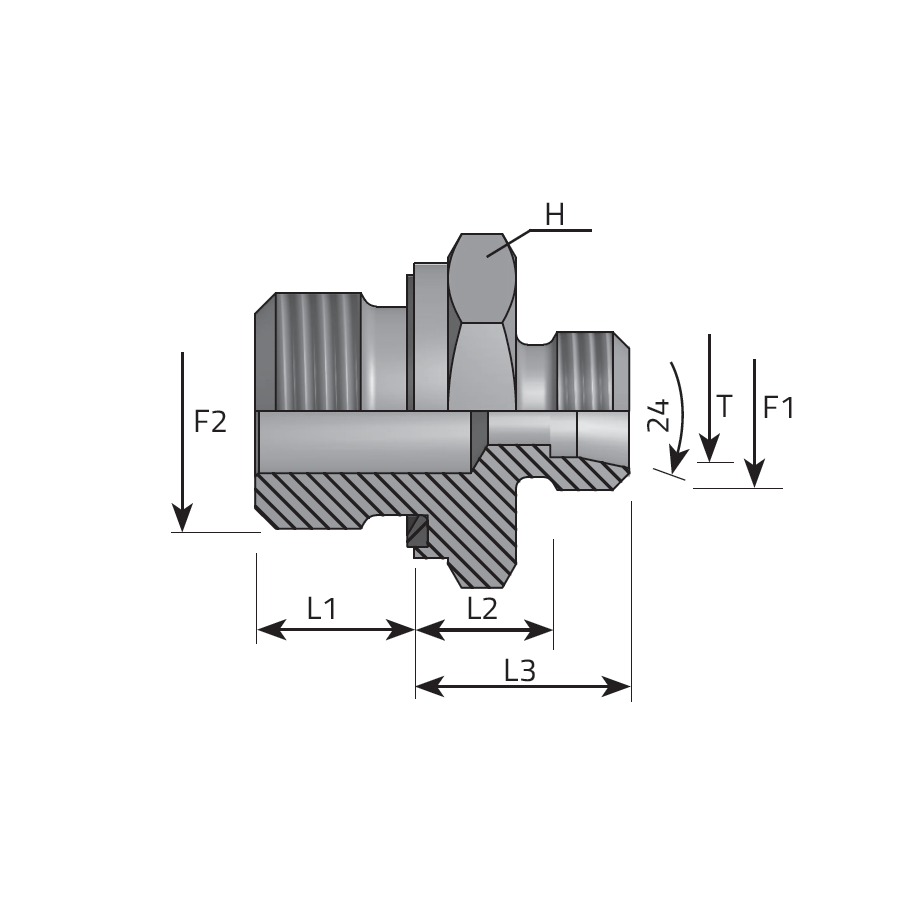 ADATTATORE DIRITTO M- DIN -M.GAS CILINDRICO FORMA E DIN 3852