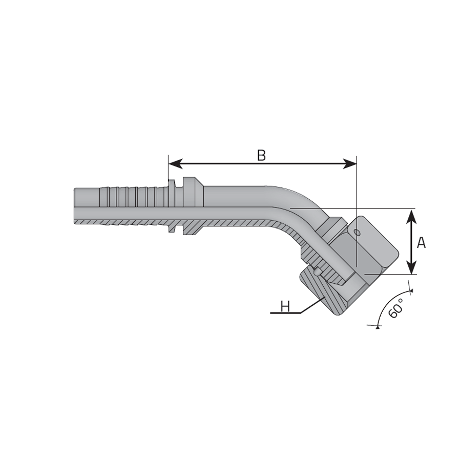 FEMMINA 45° BSPP SV60° DADO SPINATO CON O-RING