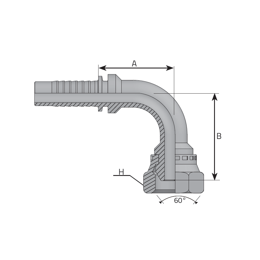 BSPP FEMALE 60° CONE - 90° ELBOW -  Vitillo