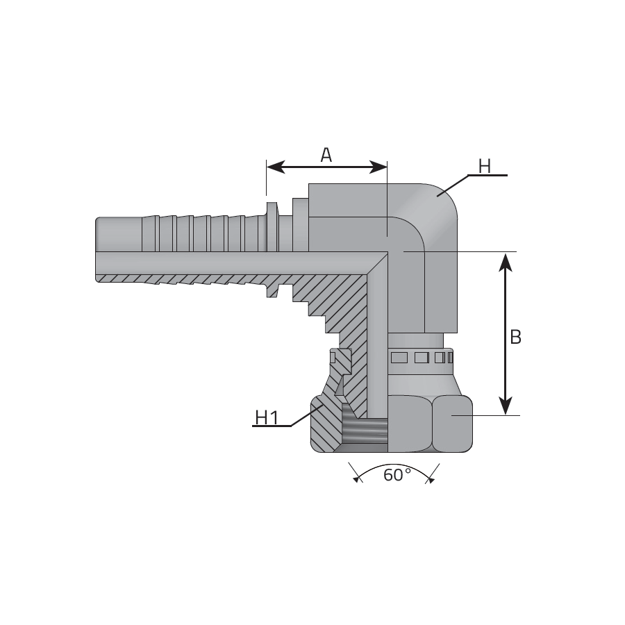 FEMMINA 90° BSPP SV 60° COMPATTA